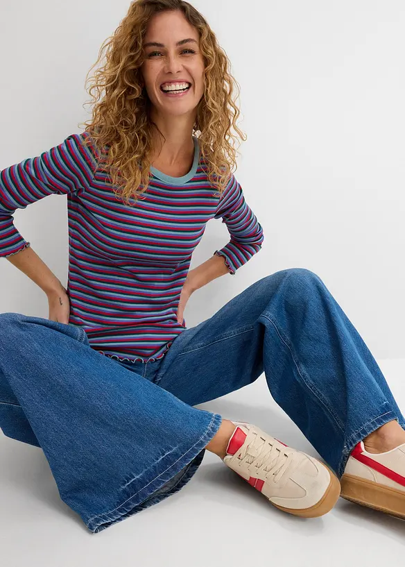 Maglia a costine a righe in cotone biologico, bonprix