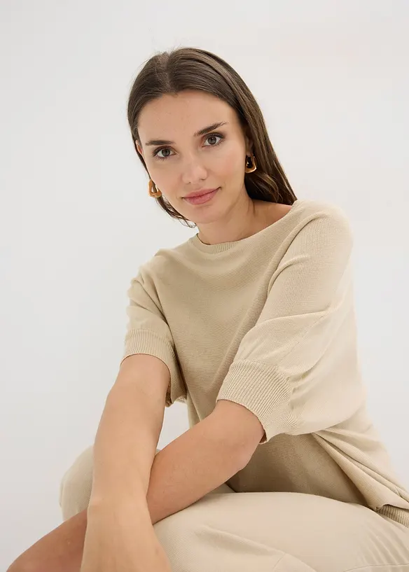 Maglione in filato fine di misto cotone, bonprix