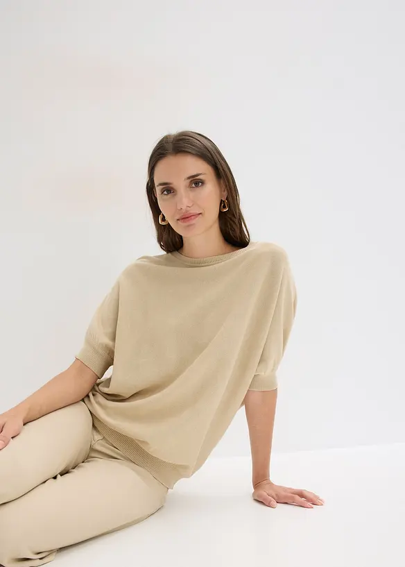 Maglione in filato fine di misto cotone, bonprix