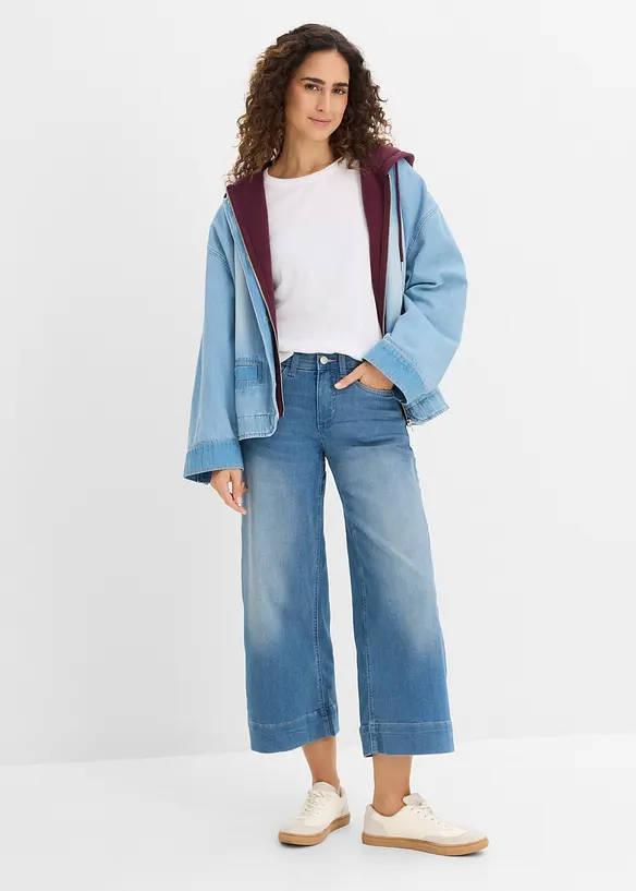 Jeans culotte cropped elasticizzati ultra morbidi, bonprix
