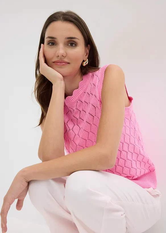 Gilet traforato in misto cotone, bonprix