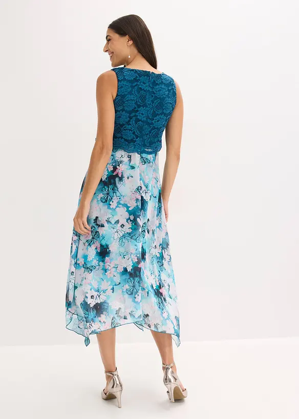 Abito in chiffon con pizzo fine, bonprix