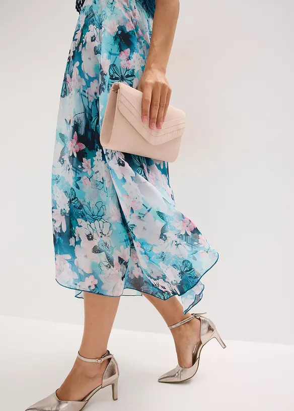 Abito in chiffon con pizzo fine, bonprix