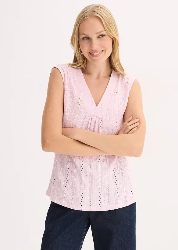 Top con ricami traforati, bonprix