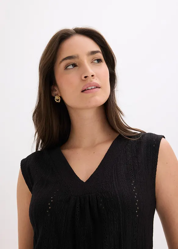 Top con ricami traforati, bonprix