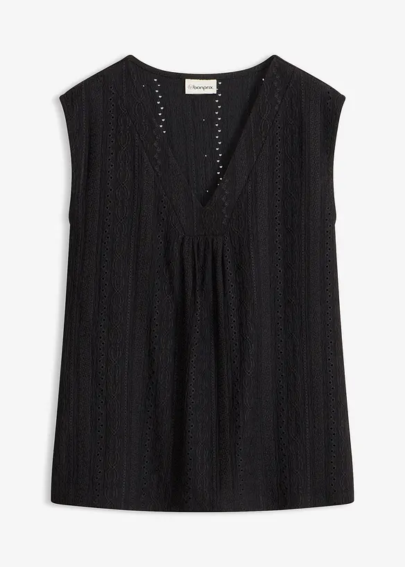 Top con ricami traforati, bonprix