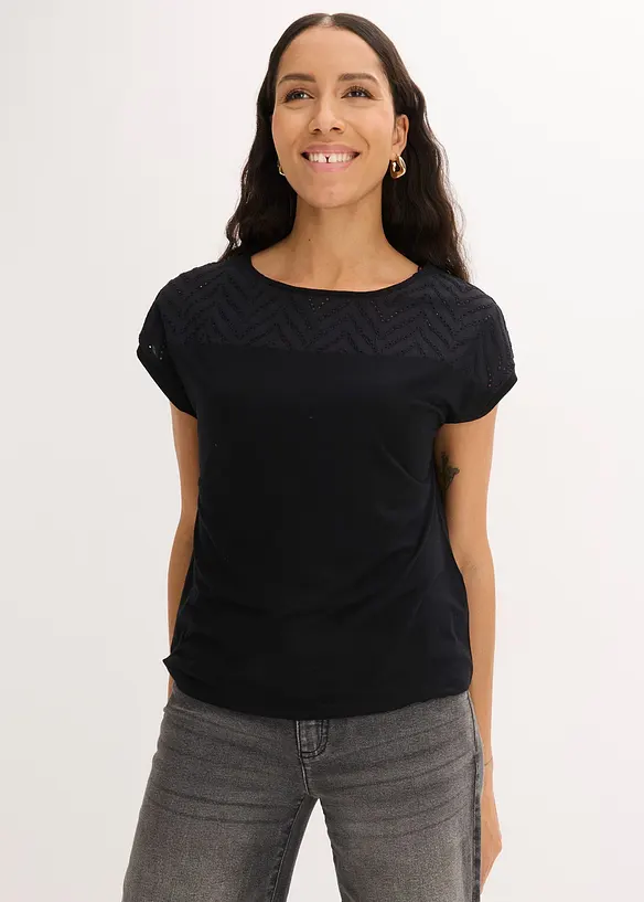 Maglia in morbida viscosa con pizzo, bonprix