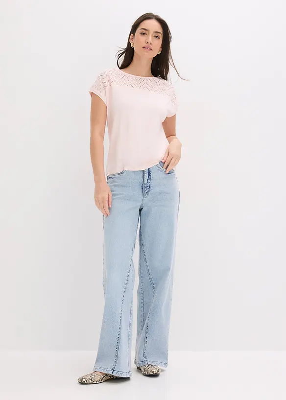 Maglia in morbida viscosa con pizzo, bonprix