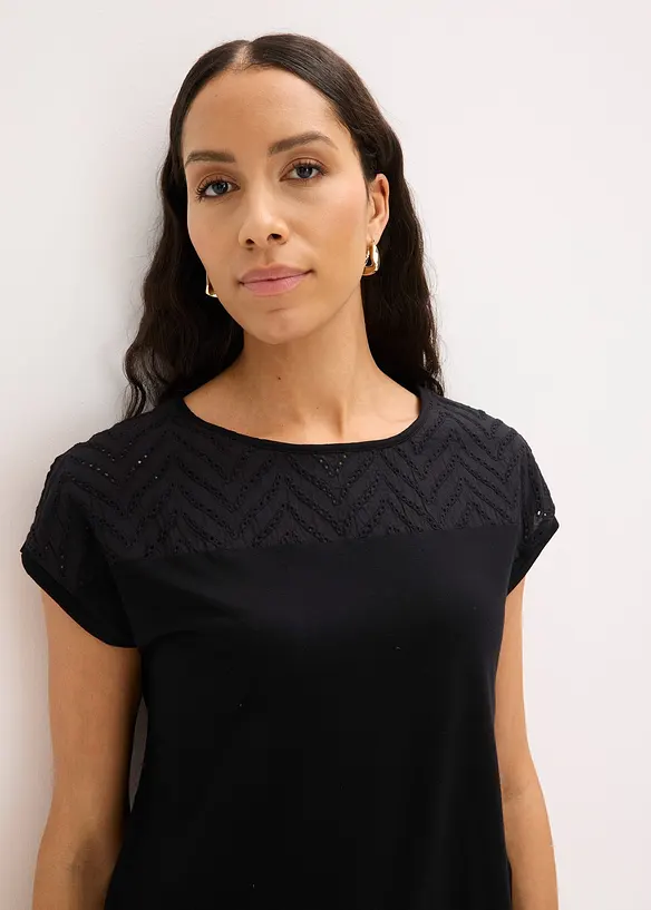 Maglia in morbida viscosa con pizzo, bonprix