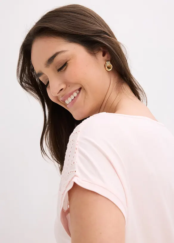 Maglia in morbida viscosa con pizzo, bonprix