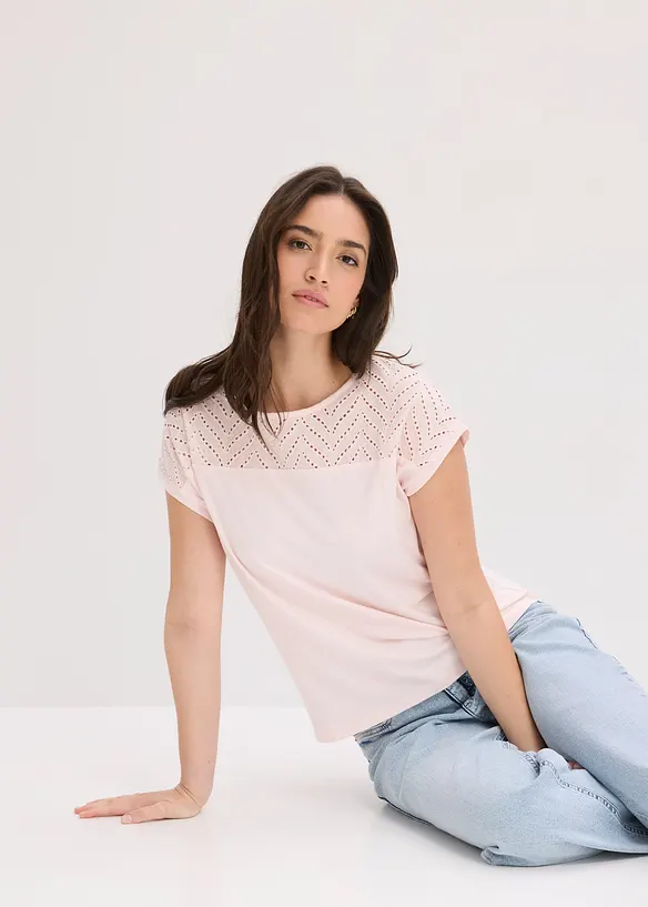 Maglia in morbida viscosa con pizzo, bonprix