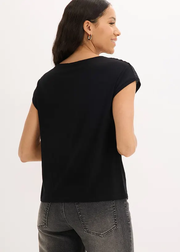Maglia in morbida viscosa con pizzo, bonprix