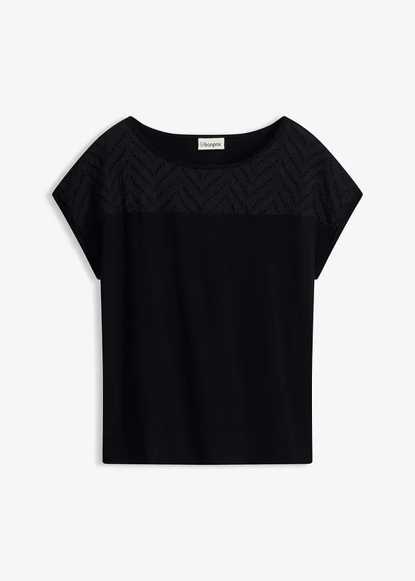Maglia in morbida viscosa con pizzo, bonprix