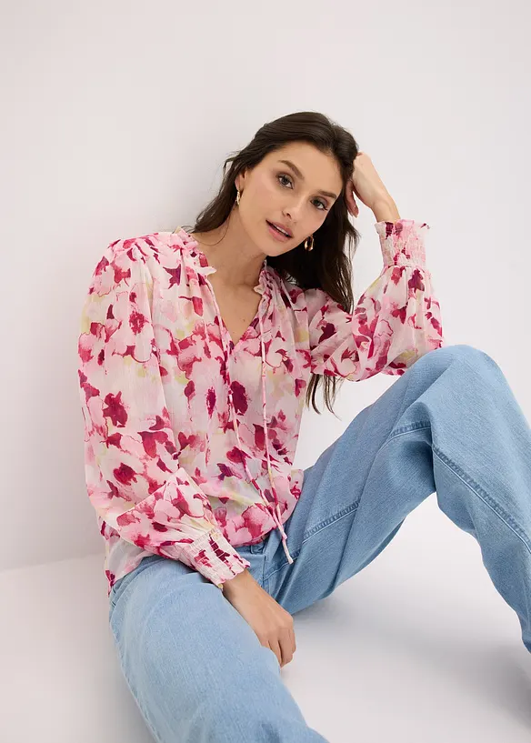 Blusa in chiffon fantasia, bonprix