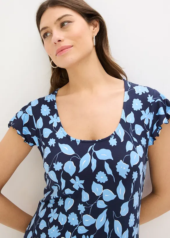 Abito in jersey fantasia di misto viscosa morbido, bonprix