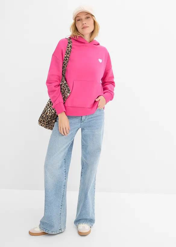 Felpa oversize con cappuccio in misto cotone morbido, bonprix