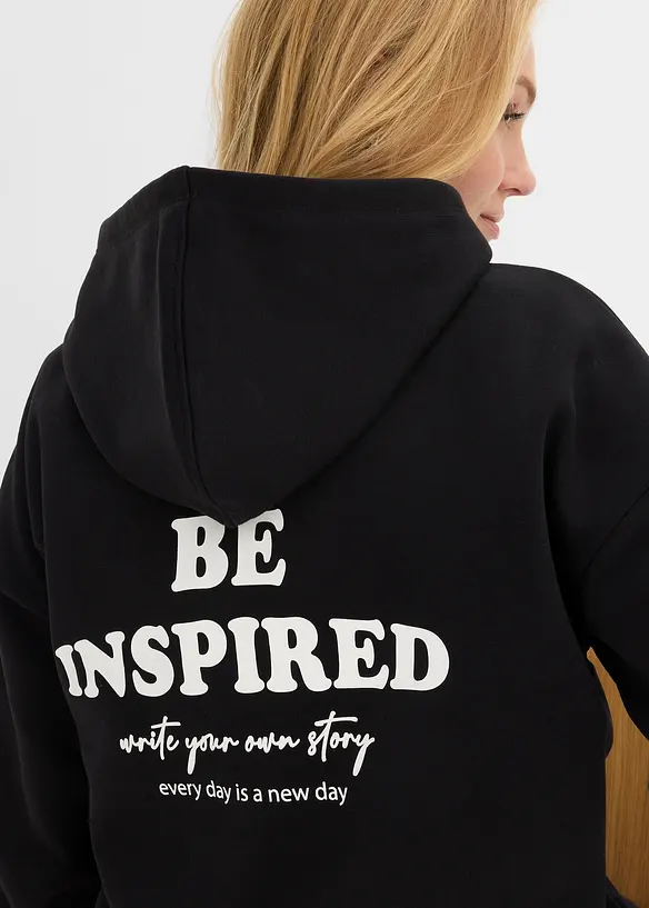 Felpa oversize con cappuccio in misto cotone morbido, bonprix