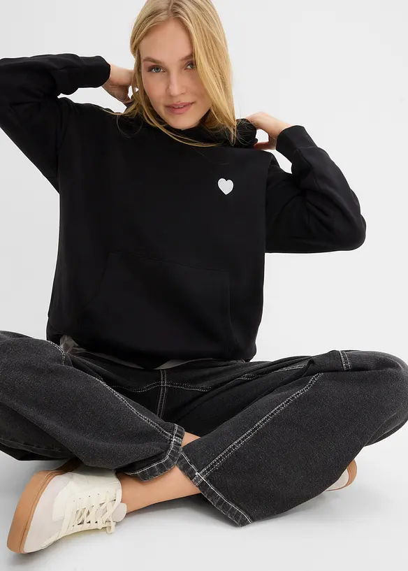 Felpa oversize con cappuccio in misto cotone morbido, bonprix