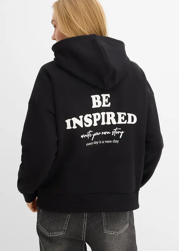 Felpa oversize con cappuccio in misto cotone morbido, bonprix