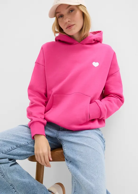 Felpa oversize con cappuccio in misto cotone morbido, bonprix