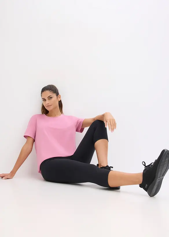 Leggings a pinocchietto sportivi con effetto cotone al tatto, bonprix