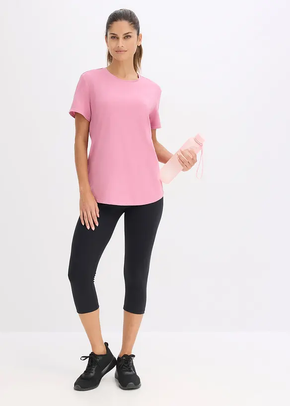 Leggings a pinocchietto sportivi con effetto cotone al tatto, bonprix