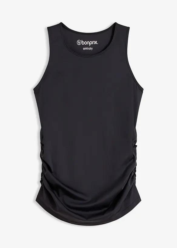 Top per sport con arricciatura, ad asciugatura rapida, bonprix