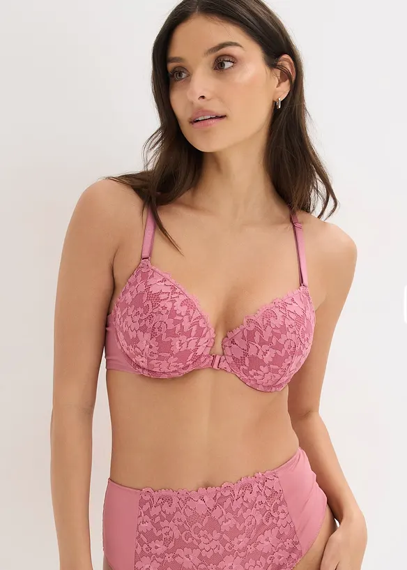 Reggiseno in pizzo con coppe preformate e chiusura anteriore, bonprix