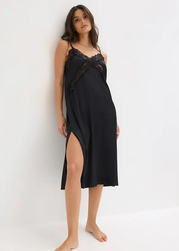 N&eacute;glig&eacute; in satin con pizzo delicato, bonprix