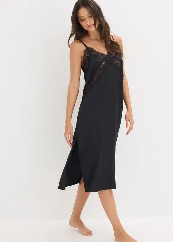 N&eacute;glig&eacute; in satin con pizzo delicato, bonprix