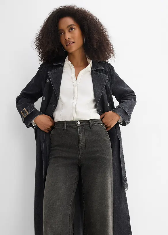 Jeans straight loose fit, vita alta, bonprix