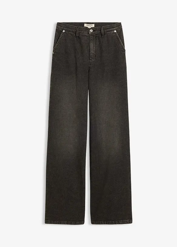 Jeans straight loose fit, vita alta, bonprix