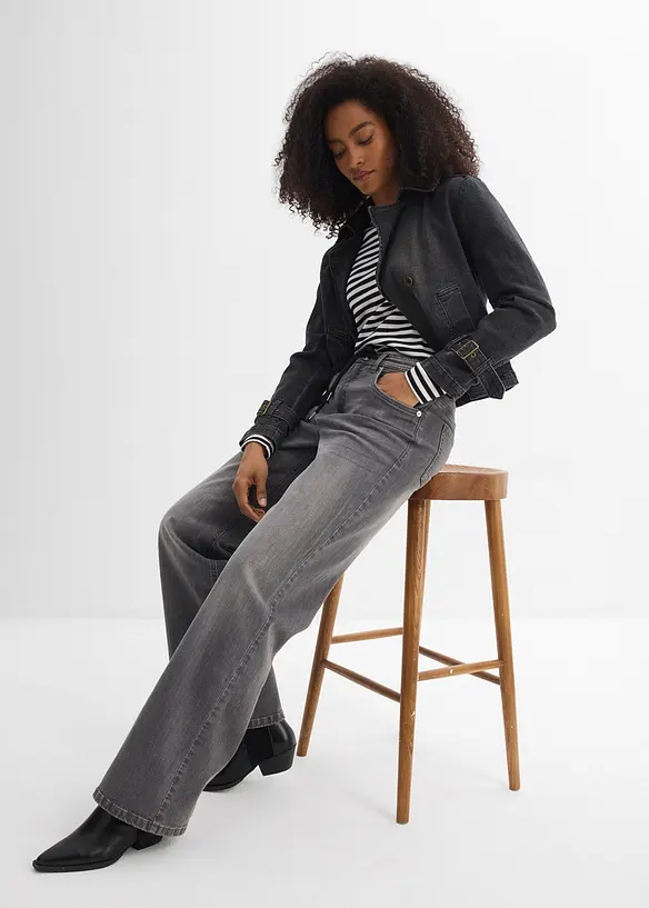 Jeans straight loose fit, vita alta, bonprix