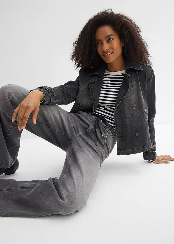 Jeans straight loose fit, vita alta, bonprix