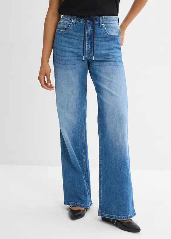 Jeans straight loose fit, vita alta, bonprix