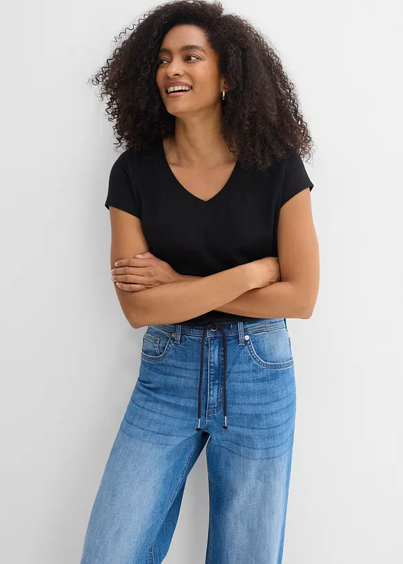 Jeans straight loose fit, vita alta, bonprix