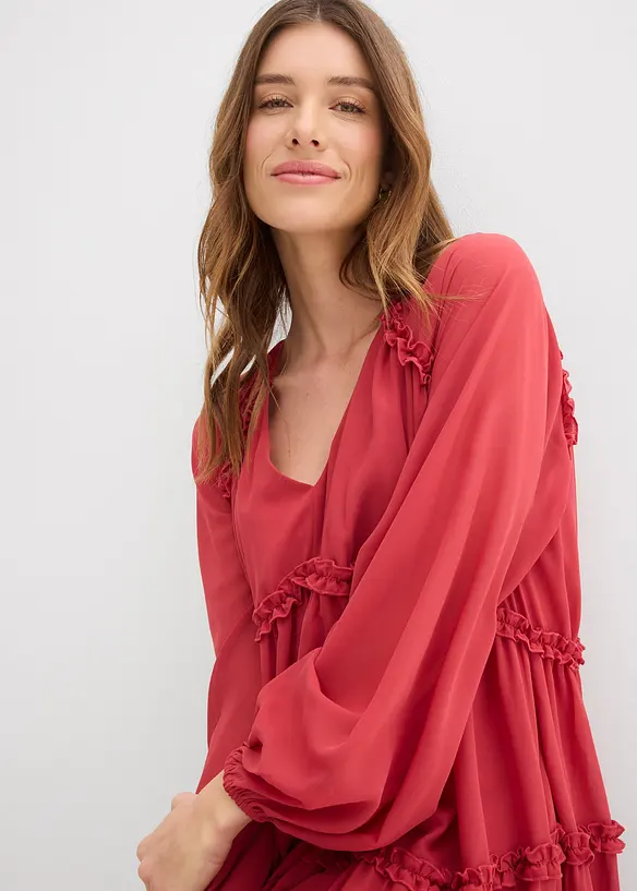 Abito tunica in chiffon operato, bonprix