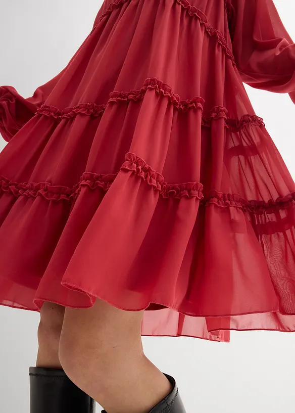 Abito tunica in chiffon operato, bonprix