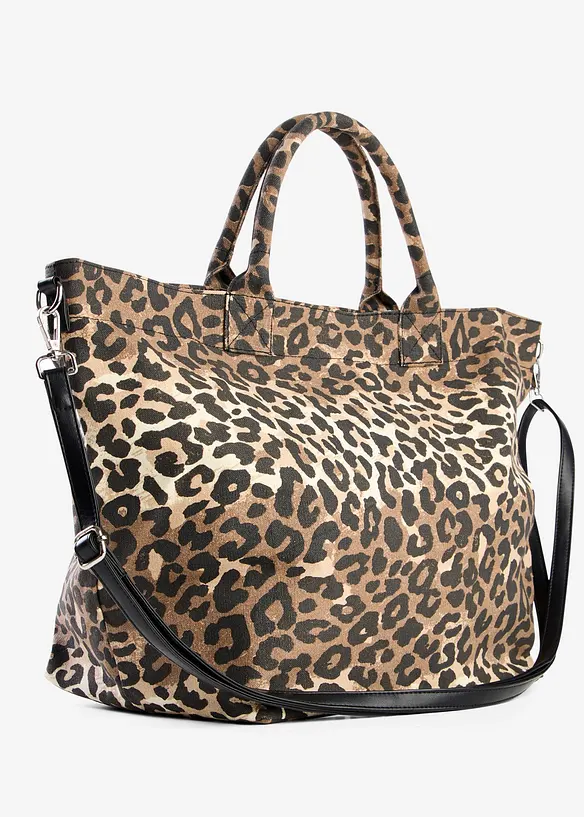 Borsa shopper in tela leopardata, bonprix
