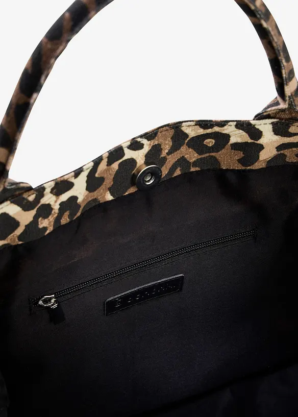 Borsa shopper in tela leopardata, bonprix