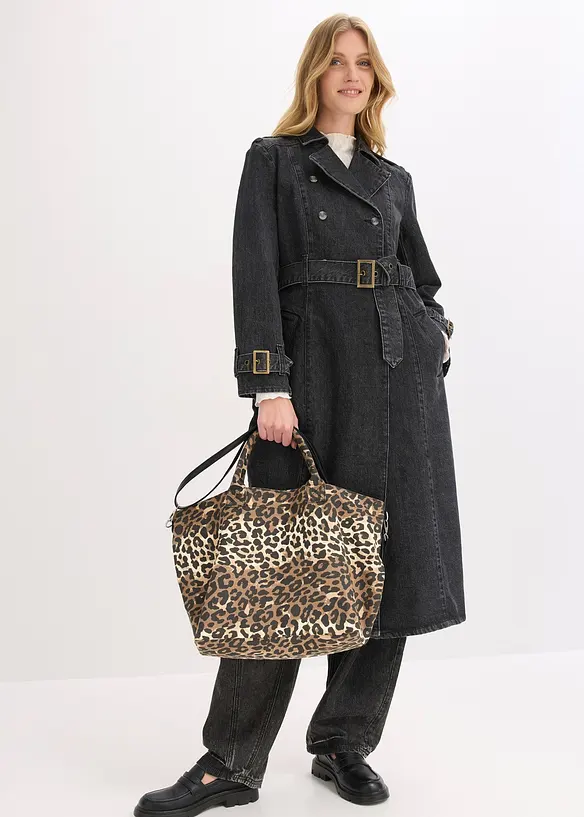 Borsa shopper in tela leopardata, bonprix