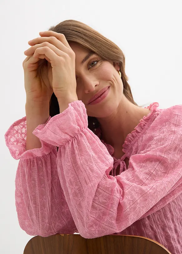 Maglia in pizzo con maniche a palloncino, bonprix