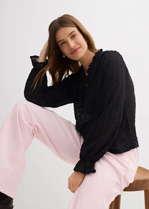 Maglia in pizzo con maniche a palloncino, bonprix