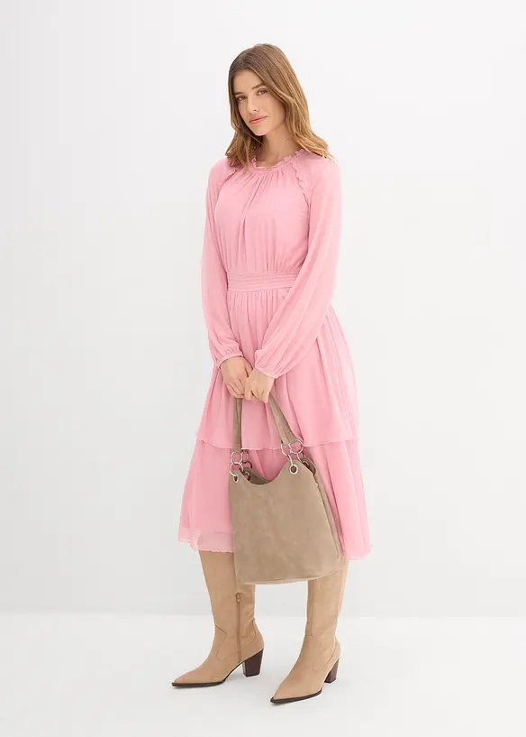 Abito in jersey e mesh fine, bonprix