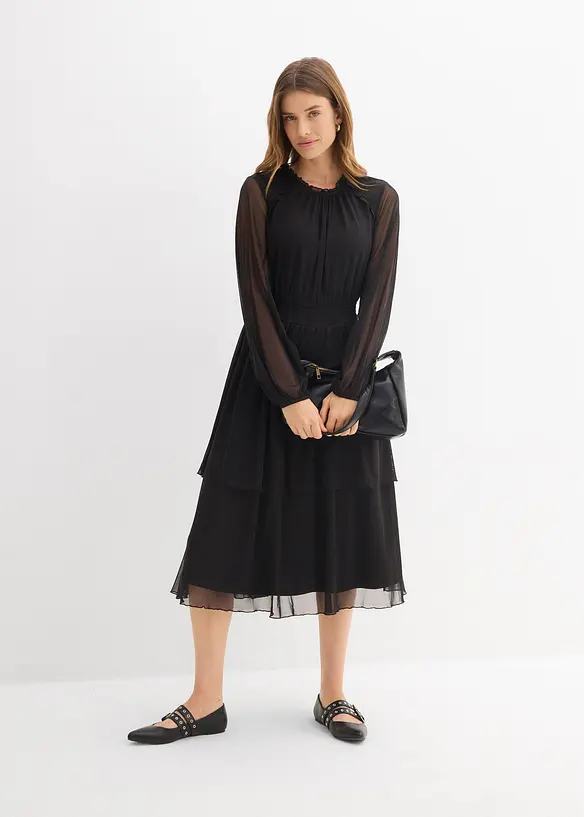 Abito in jersey e mesh fine, bonprix
