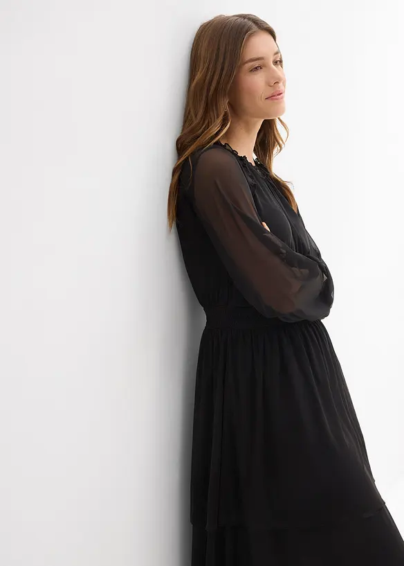 Abito in jersey e mesh fine, bonprix