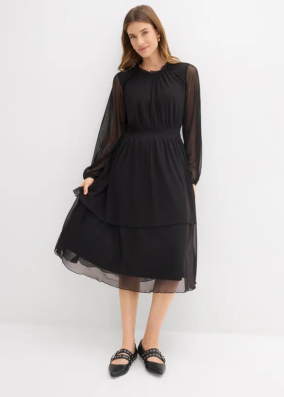 Abito in jersey e mesh fine, bonprix