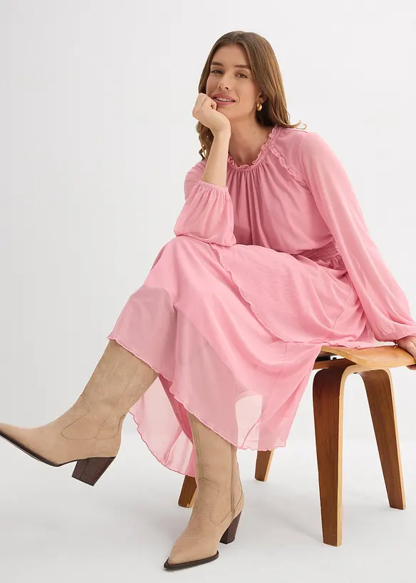 Abito in jersey e mesh fine, bonprix