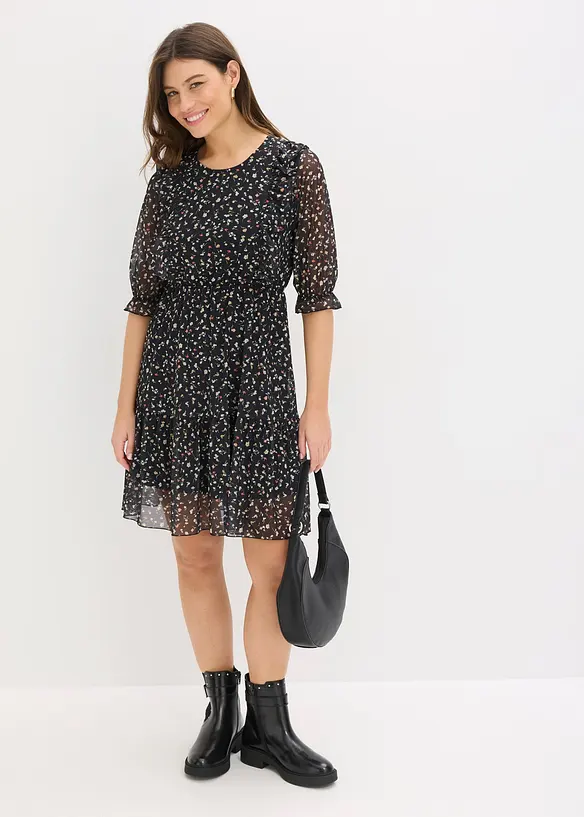 Abito in jersey e mesh fine, bonprix