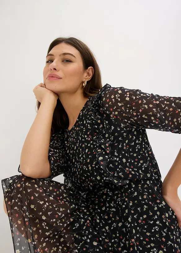 Abito in jersey e mesh fine, bonprix